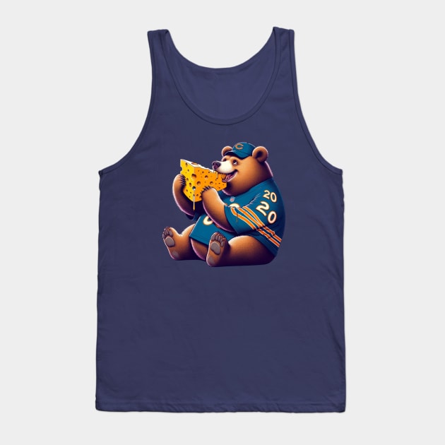 Chicago Bear Eating a Block of Cheese | Chicago Bears vs. Greenbay Packers Cheesehead Tank Top by blueduckstuff